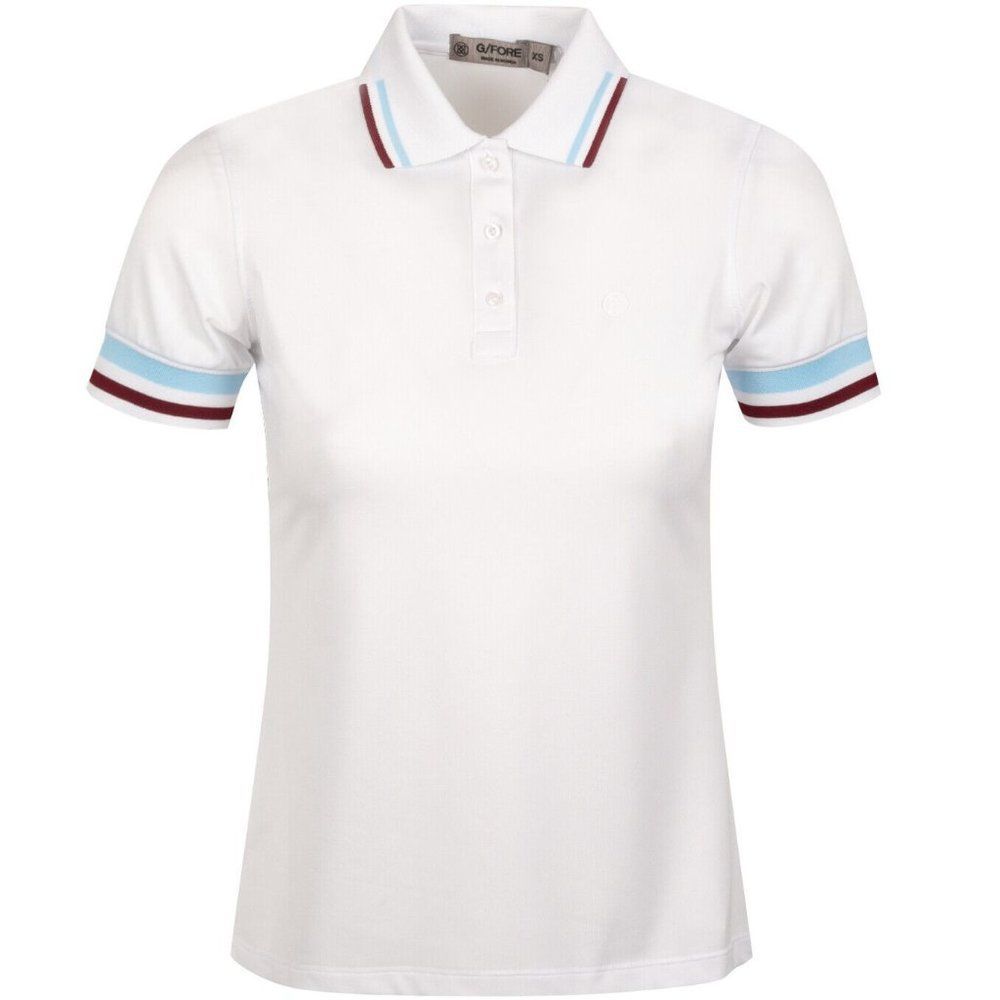 G/Fore Tipped Polo Top Large Red White Blue Womens Golf Shirt GFore - Picture 2 of 5